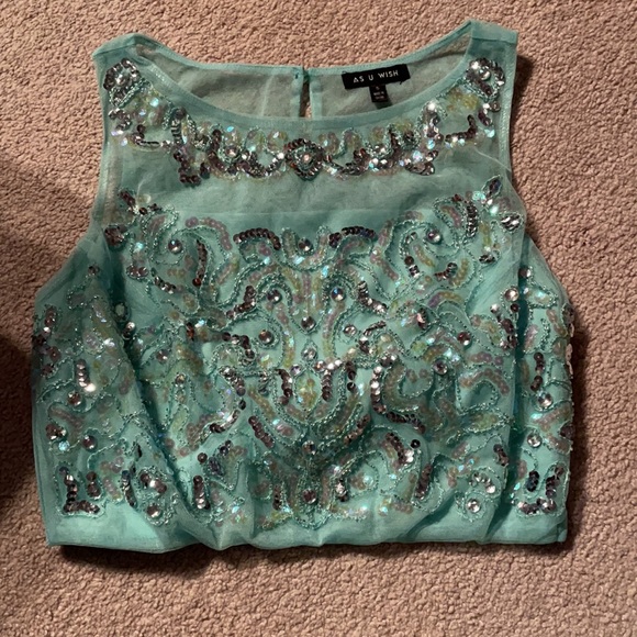 As u wish teal semi formal two piece - Picture 5 of 13